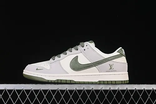 All categories Nk SB Dunk Series Nk SB Dunk Low High-end customized low-top sneakers Nike SB Dunk Low LV joint beige gray military green stitching Anniversary high-end customized low-top casual sneakers JP1628-031